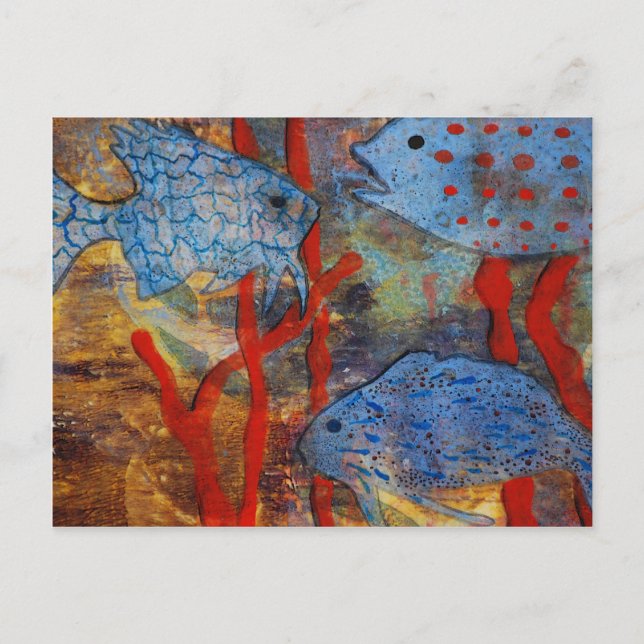 Cartão Postal Escola de Peixes Azuis (Frente)