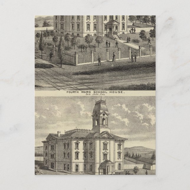 Cartão Postal Escolas, San Jose, Califórnia (Frente)