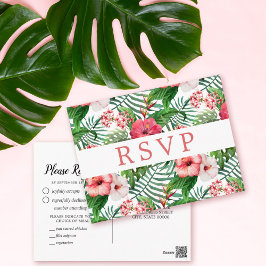 Cartão Postal Escolha de refeição RSVP para casamento de hibisco