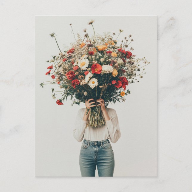 Cartão Postal Escondido atrás dos Blooms (Frente)