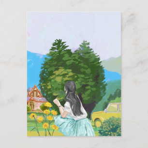 Cartão Postal Escória estética na aquarela do jardim