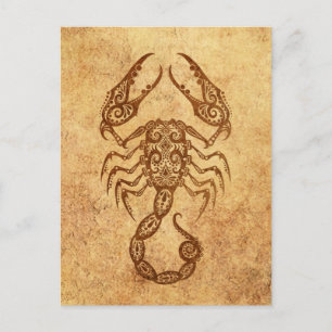 Cartão Postal Escorpião Vintage Envelhecido Zodiac