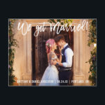 Cartão Postal Escoteiro Moderno De Escovas Nos Casamos Foto De C<br><div class="desc">Cartão-postal do Anúncio de Elopement Casado com o Script de Pincel Moderno</div>