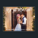 Cartão Postal Escoteiro Moderno De Escovas Nos Casamos Foto De C<br><div class="desc">Cartão-postal do Anúncio de Elopement Casado com o Script de Pincel Moderno</div>