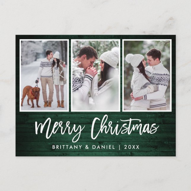 Cartão Postal Escoteiro Rustic Green Wood Natal 3 Foto (Frente)