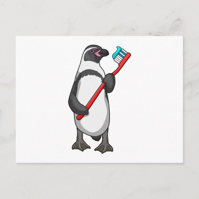 Cartão Postal Escova de dentes Pinguim (Frente)