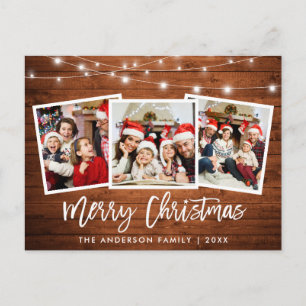 Cartão Postal Escova Lâmpada de Madeira 3 Foto Estrela de Natal