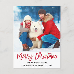 Cartão Postal Escova Vermelha Feliz Foto da Estrela de Natal