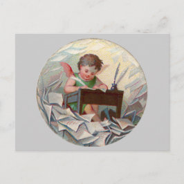 Cartão Postal Escrevendo Vintage Angel Child em Mesa