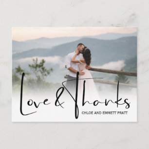 Cartão Postal Escrita Chic Dois Casamento Fotográfico Obrigado