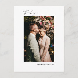 Cartão Postal Escrito Elegante Casamento Branco Negro Obrigado