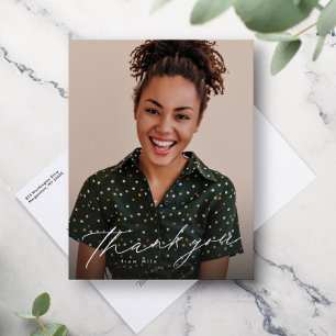 Cartão Postal Escrito elegante um obrigado de graduação de fotos