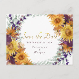 Cartão Postal Escrito em ouro floral de girassol Boho Salvar a D