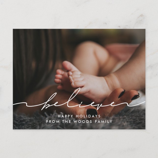 Cartão Postal Escrito manual moderno Foto crê (Frente)