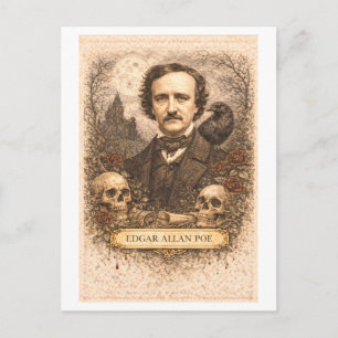 Cartão Postal Escritor Edgar Allan Poe ao estilo retrô