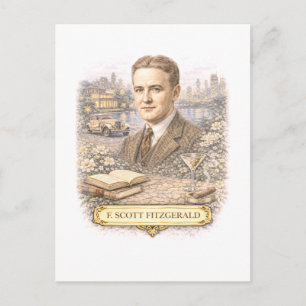 Cartão Postal Escritor F. Scott Fitzgerald ao estilo retrô