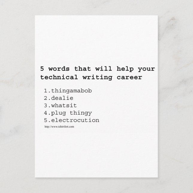 Cartão Postal Escritor técnico (Frente)