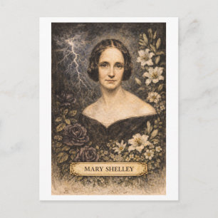Cartão Postal Escritora Mary Shelley ao Estilo Vintage