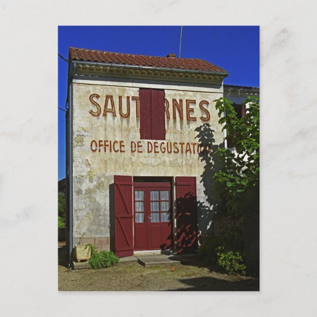 Cartão Postal Escritório de Degustação de Sauternes (Degustação  (Frente)