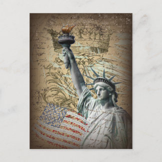 Cartão Postal Escritos Patriótica estátua da liberdade em Nova I