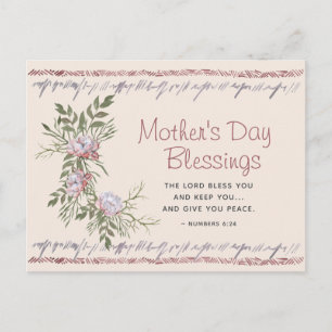 Cartão Postal Escritura de Blessings de Dia de as mães Floral d