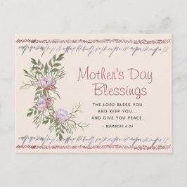 Cartão Postal Escritura de Blessings de Dia de as mães Floral de