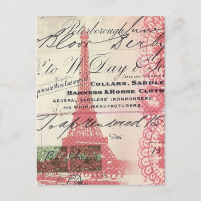 Cartão Postal Escrituras chic de Paris, chic french, torre olace (Frente)