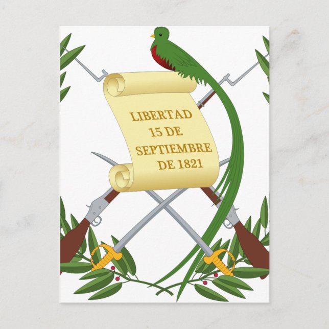 Cartão Postal Escudo de armas da Guatemala - Casaco de armas (Frente)