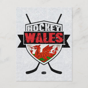 Cartão Postal Escudo de Hockey no Gelo do País de Gales