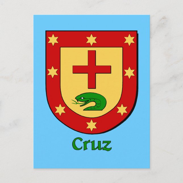 Cartão Postal Escudo Heráldico da Família Cruz (Frente)