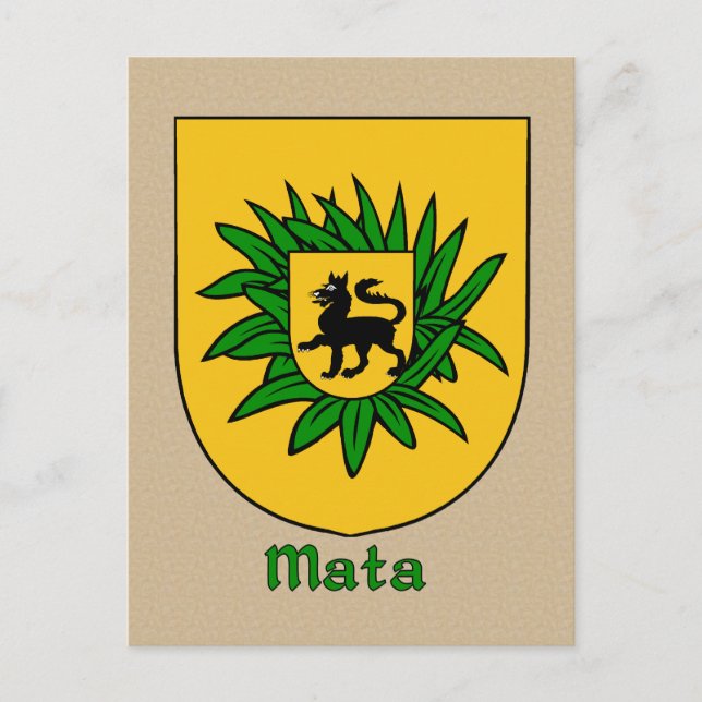 Cartão Postal Escudo Heraldico da Família Mata (Frente)