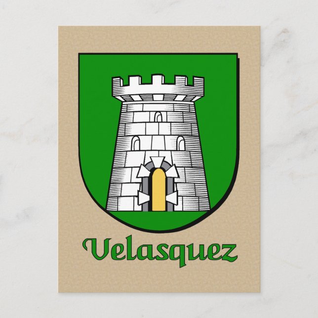 Cartão Postal Escudo Heráldico da Família Velasquez (Frente)