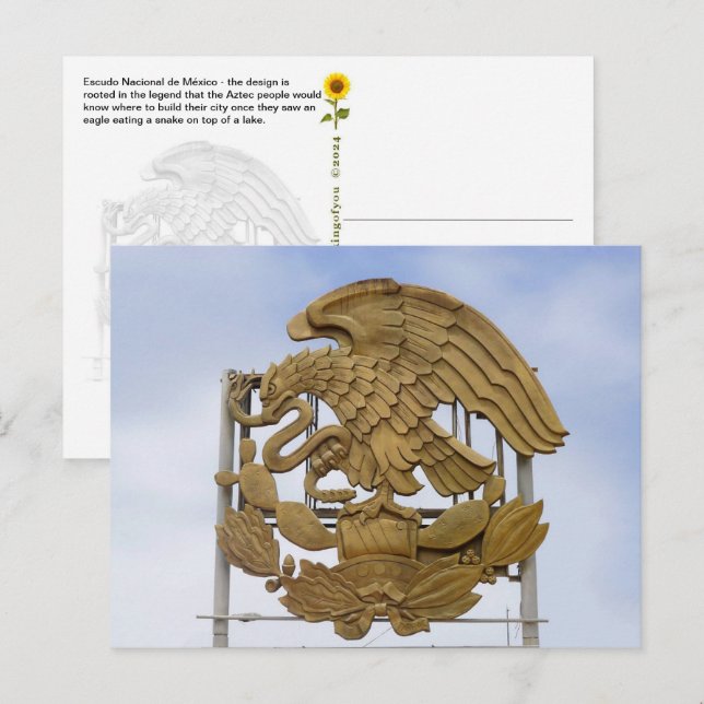 Cartão Postal Escudo Nacional de México, Ensenada, BC - (Frente/Verso)