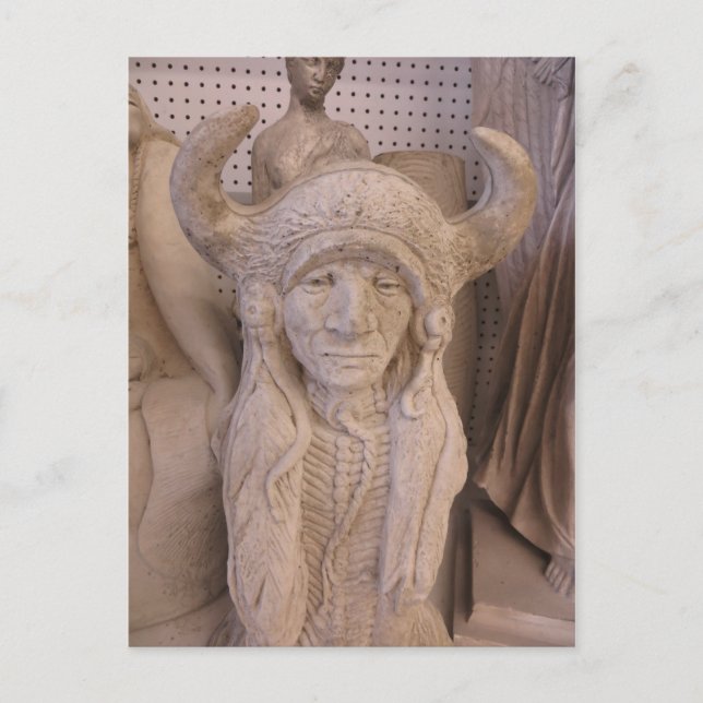Cartão Postal Escultura da cabeça indiana (Frente)