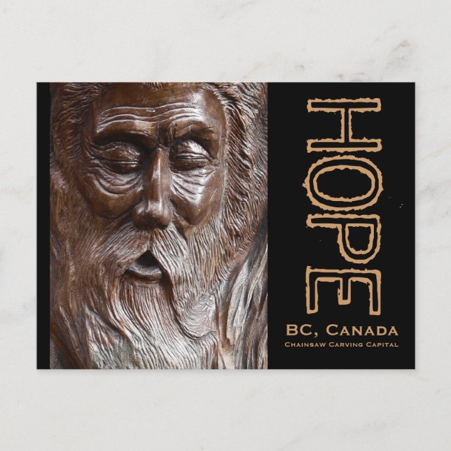 Cartão Postal Escultura da Madeira do Velho da Era do Pai (Frente)