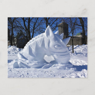 Cartão Postal Escultura de cavalo na neve, Quebec, Canadá