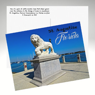 Cartão Postal Escultura de mármore na ponte de Rua de Leões. Aug