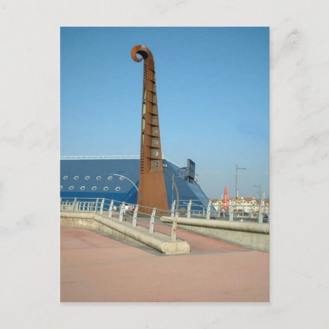 Cartão Postal Escultura de violão, Blackpool (Frente)