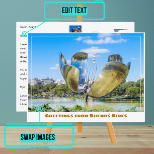 Cartão Postal Escultura Flor de Buenos Aires Argentina