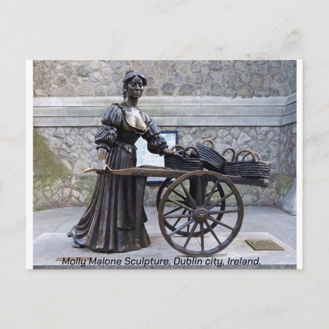Cartão Postal Escultura Molly Malone, cidade de Dublin, Irlanda (Frente)