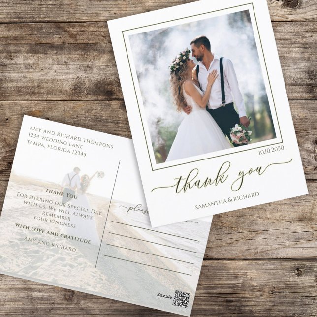 Cartão Postal Escuro de Caligrafia Simples Moderno Duas Fotograf (Criador carregado)