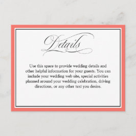 Cartão Postal Escuro Elegante Florea Detalhes do Casamento Coral