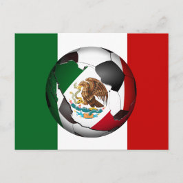 Cartão Postal Esfera de Futebol do México com Cores de Bandeiras