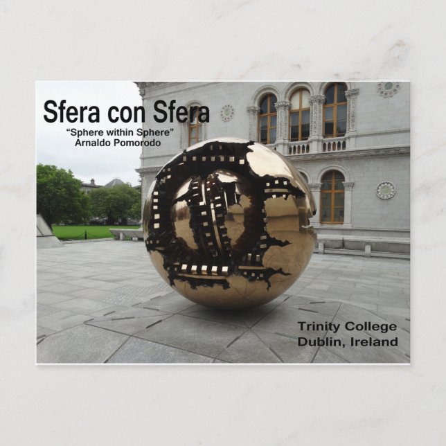Cartão Postal Esfera na esfera de Dublin Irlanda (Frente)