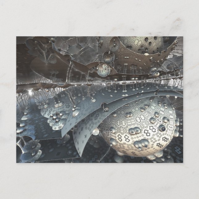 Cartão Postal esferas espelhadas postal fractal (Frente)