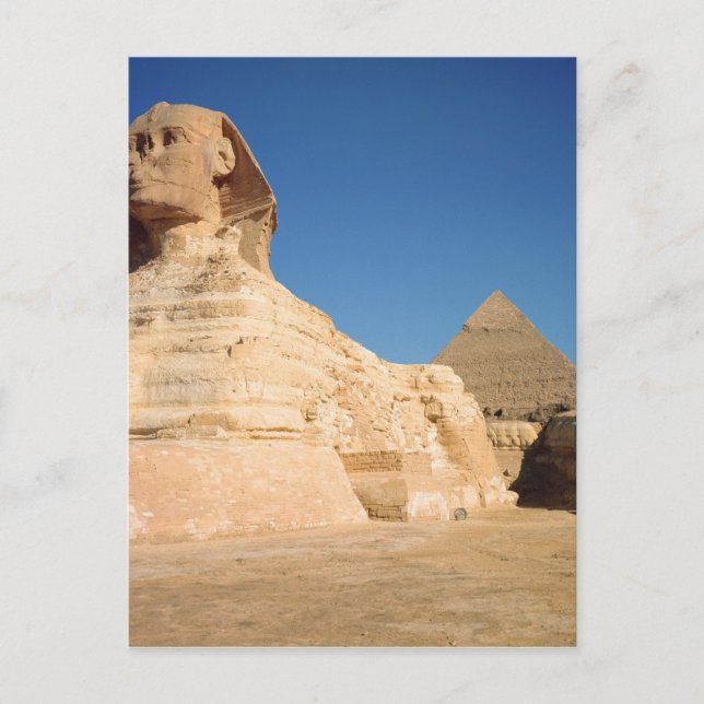 Cartão Postal Esfinge e a pirâmide de Khafre, Giza (Frente)