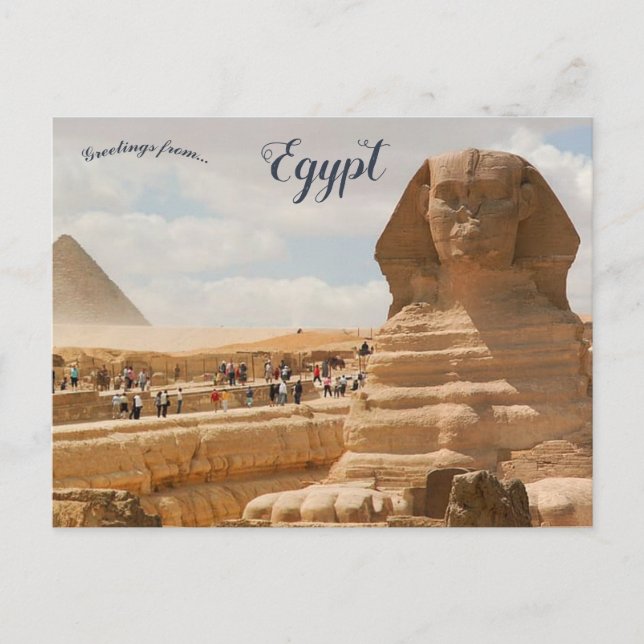Cartão Postal Esfinge excelente de Giza Egito (Frente)