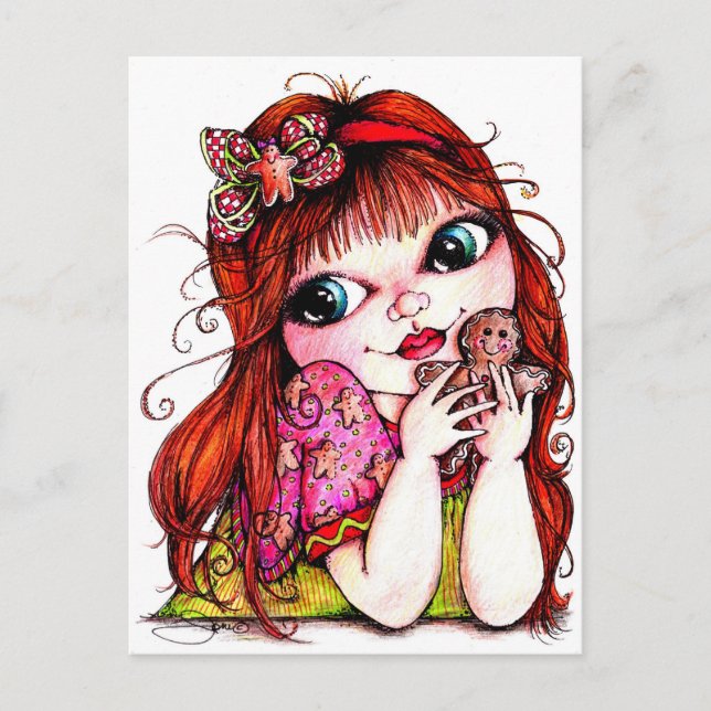 Cartão Postal Esgueirando Um Biscoito De Gengibre (Frente)