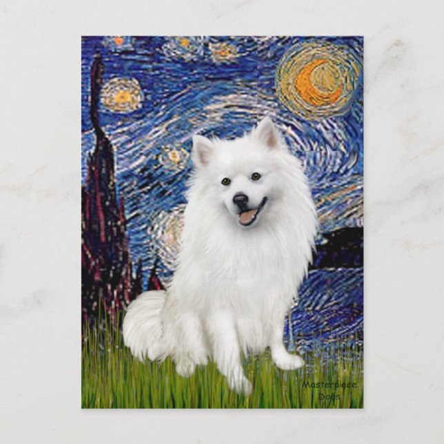 Cartão Postal Eskimo Spitz 1 - Noite Estrelada (Vertical) (Frente)