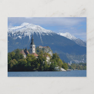 Cartão Postal Eslovênia, Bled, Lago Bled, Ilha Bled, Bled